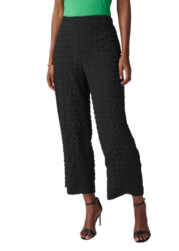 Women's Elegant Garments Textured And Checkered Wide Leg Pant In Black