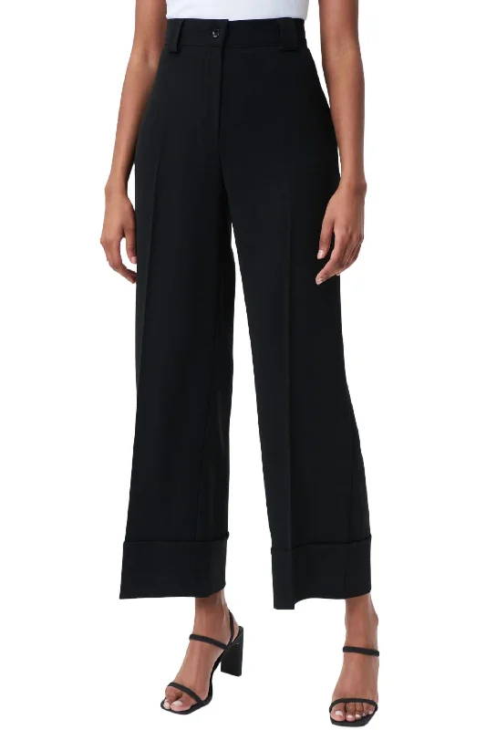 Women's Clothing For Outdoor Activities Twill Wide Leg Pants In Black