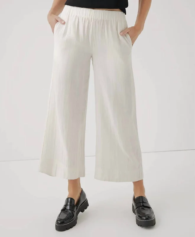 Women's Luxury Apparel Women's Coastal Double Gauze Wide Leg Pant In Sea Salt