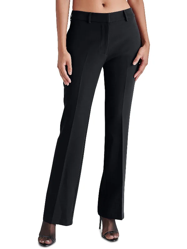 Women's Everyday Attire Womens Crepe Mid Rise Straight Leg Pants