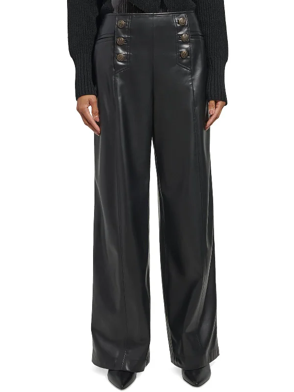 Affordable Fashion Clothing For Women Womens Faux Leather Wide Leg Pants