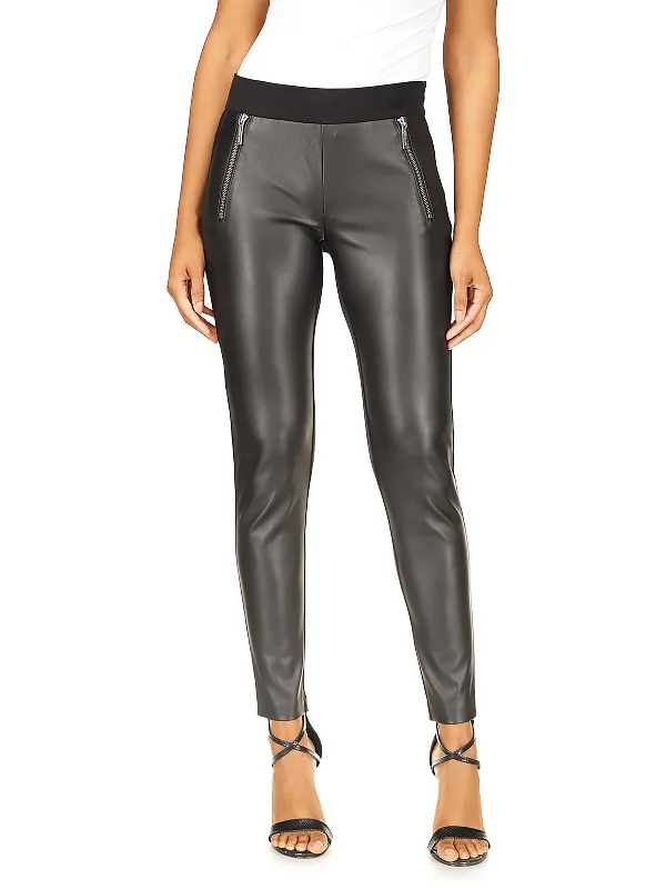 Women's Outerwear Garments Womens Faux Leather Zipper Leggings