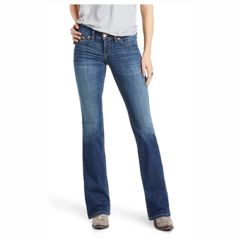 Stylish Women's Clothing Women's Mid Rise Virginia Arrow Fit Boot Cut Jean In Blue Topaz