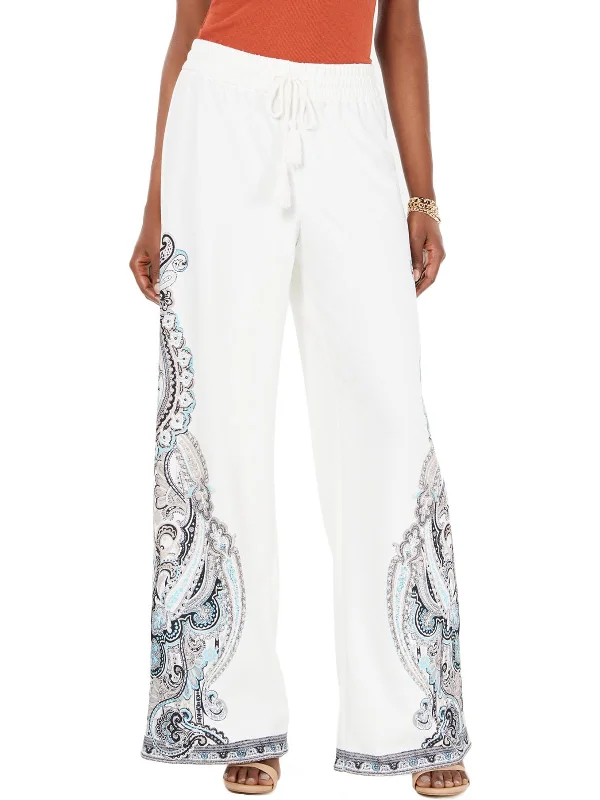 Women's Weekend Outfit Womens Paisley Flare Wide Leg Pants