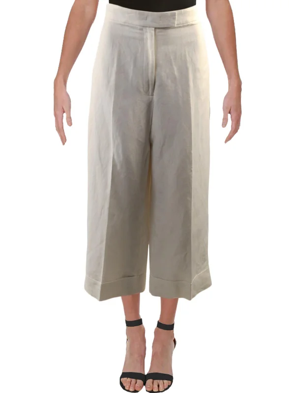 Stylish Women's Apparel Womens Wide Leg Linen Blend Culottes